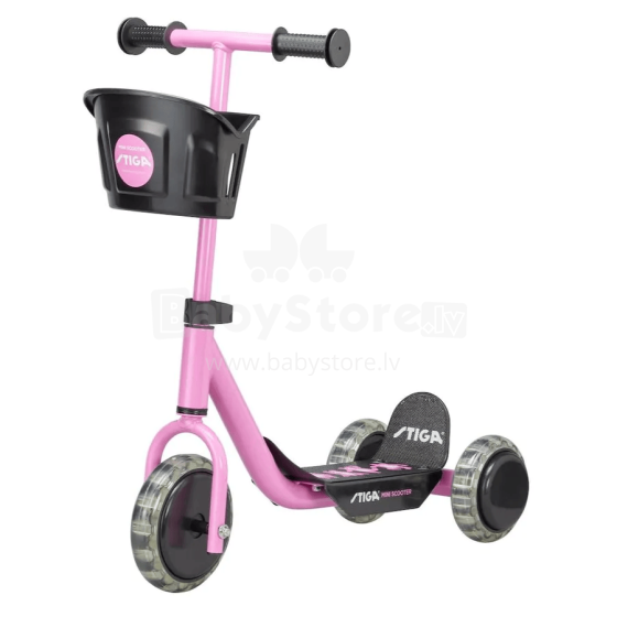 Stiga Mini Kid Scooter Art.80-7401-17 Pink 3-rattaline laste tõukeratas korviga