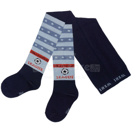 Weri Spezials Bērnu Zeķubikses Football League Navy and Light Blue ART.SW-1674 Augstas kvalitātes bērnu kokvilnas Zeķubikses zēniem