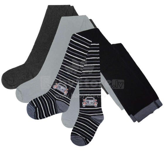 Weri Spezials Bērnu Zeķubikses Cars and Stripes Black ART.SW-2051 Augstas kvalitātes bērnu kokvilnas trīs zeķubikšu pāru komplekts zēniem