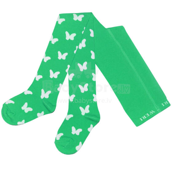 Weri Spezials Bērnu Zeķubikses White Butterflies Green ART.SW-0253 Augstas kvalitātes bērnu kokvilnas Zeķubikses meitenēm