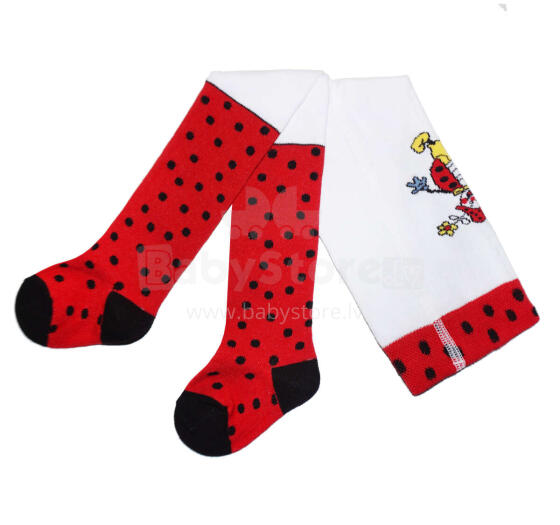 Weri Spezials Bērnu Zeķubikses Mrs. Ladybug White and Red ART.WERI-3089 Augstas kvalitātes bērnu kokvilnas Zeķubikses meitenēm