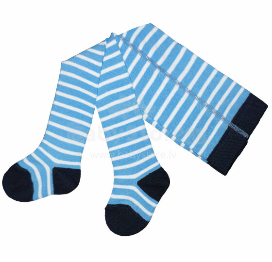 Weri Spezials Children's Tights White Stripes Medium Blue  ART.SW-0001 High quality children's cotton tights for kids