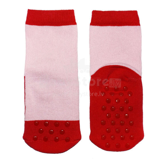 Weri Spezials Bērnu pretslīdes zeķes Little Wonders Red ART.WERI-0587 Augstas kvalitātes bērnu zeķes no kokvilnas ar pretslīdes pārklājumu