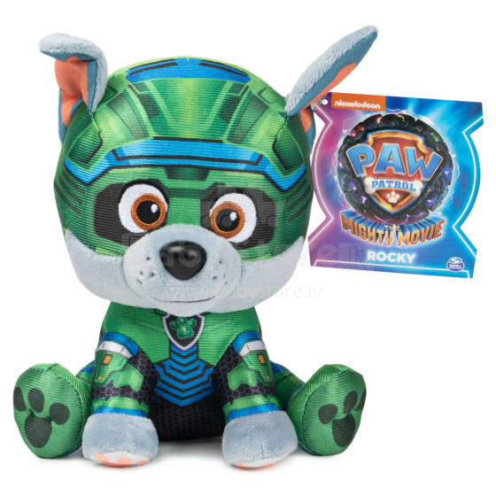 PAW PATROL Mighty Pups Movie Pehme mänguasi Rocky 15 cm