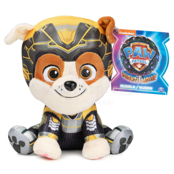 PAW PATROL Mighty Pups Movie Pehme mänguasi Rubble 15 cm