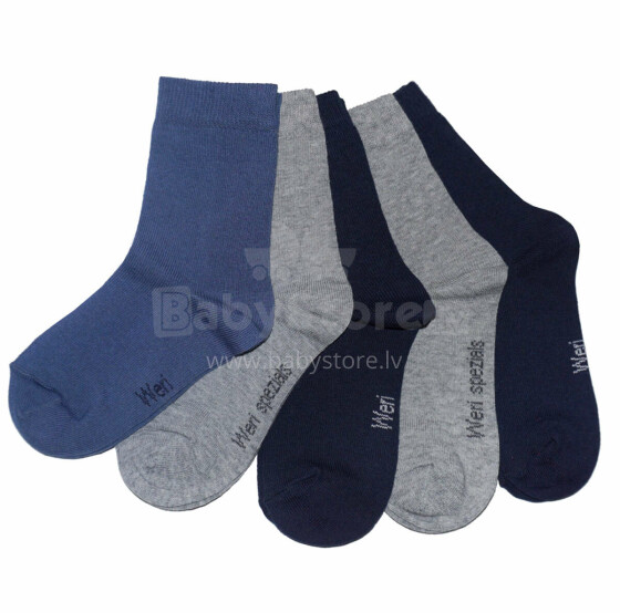 Weri Spezials Children's Socks Monochrome Jeans and Grey ART.WERI-3671 Pack of five high quality children's cotton socks