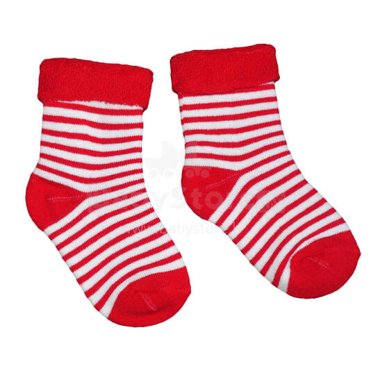 Weri Spezials Bērnu Plīša zeķes Stripes Red ART.WERI-0457 Augstas kvalitātes kokvilnas plīša bērnu zeķes