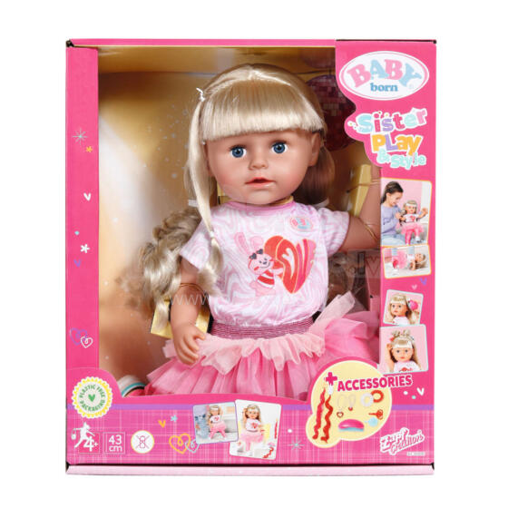 BABY BORN Sister nukk Style & Play blond, 43 cm