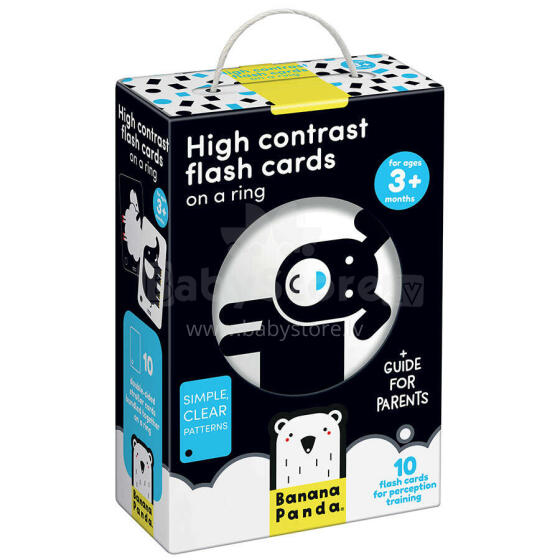 Banana Panda High Contrast Flash Cards on a Ring Art.03970 Mõistatused põrandale 10 tk