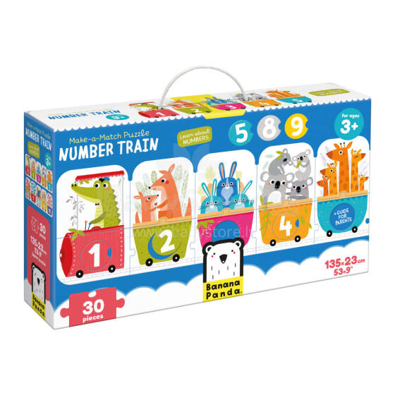 Banana Panda Make-a-Match Puzzle Number Train Art.49113 Mõistatused põrandale 30 tk
