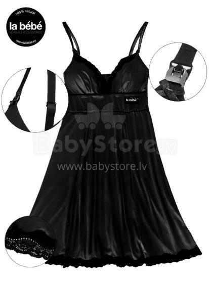 La Bebe™ Nursing Cotton Mia Art.156716 Black Ночнушка для беременных и кормящих