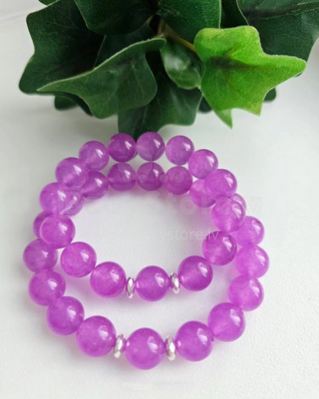La bebe™ Jewelry Handmade Natural Stone Bracelet  Halcedons Lavanda