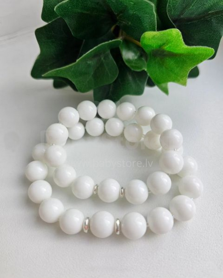 La bebe™ Jewelry Handmade Natural Stone Bracelet  Ahāts Balts