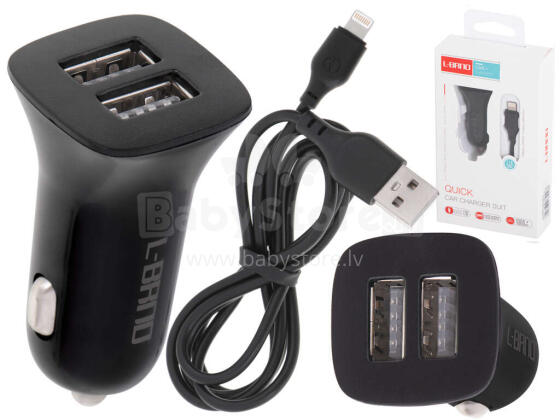 Ikonka Art.KX5333 L-BRNO Dual USB + Lightning autolaadija