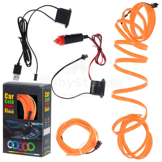 Ikonka Art.KX4956_3 LED ümbritsev valgustus auto / auto USB / 12V lint 3m oranž