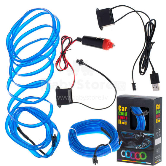 Ikonka Art.KX4955_1 LED ümbritsev valgustus autole / auto USB / 12V lint 5m sinine