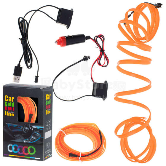 Ikonka Art.KX4955_3 LED ümbritsev valgustus autole / auto USB / 12V lint 5m oranž