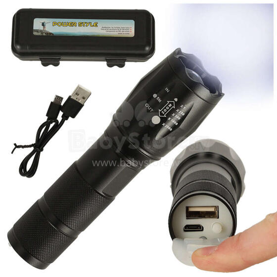 Ikonka Art.KX4829 Taktikaline sõjaline LED võimsusega USB taskulamp