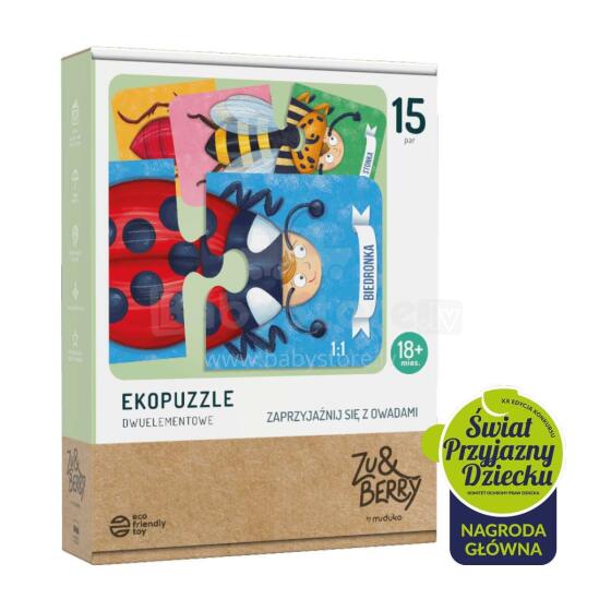 Ikonka Art.KX4756 MUDUKO Beebipuzzle Tee sõpru putukatega Ecopuzzles kaheosaline 18m+