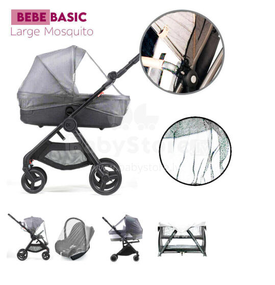 Bebe Basic ™ Mosquito Net Art.KX7851_2 Grey Lapsevankri elastne sääsevõrk 140cm hall