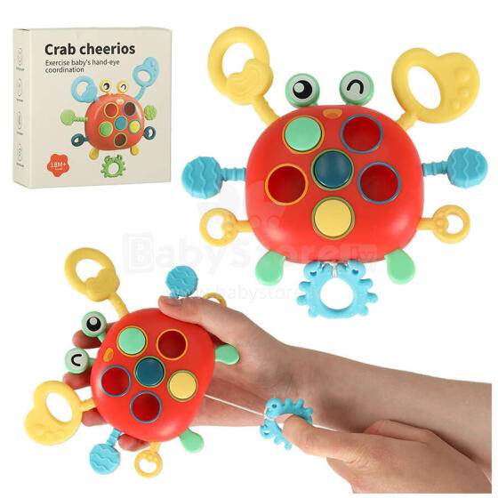 Ikonka Art.KX4603 Beebi teether krabi sensoorne mänguasi