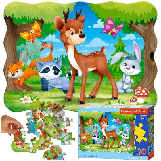 Ikonka Art.KX4376 CASTORLAND Puzzle 30 tk Hirv ja sõbrad - metsloomad 4+