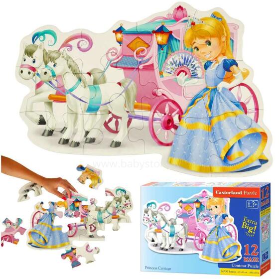 Ikonka Art.KX4368 CASTORLAND Puzzle 12 tk Printsessi vanker - Printsess ja vanker 3+