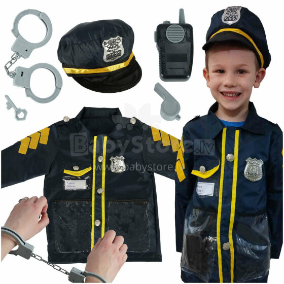 Ikonka Art.KX4296 Karnevali kostüüm politseiniku käeraudade komplekt 3-8 aastat vana