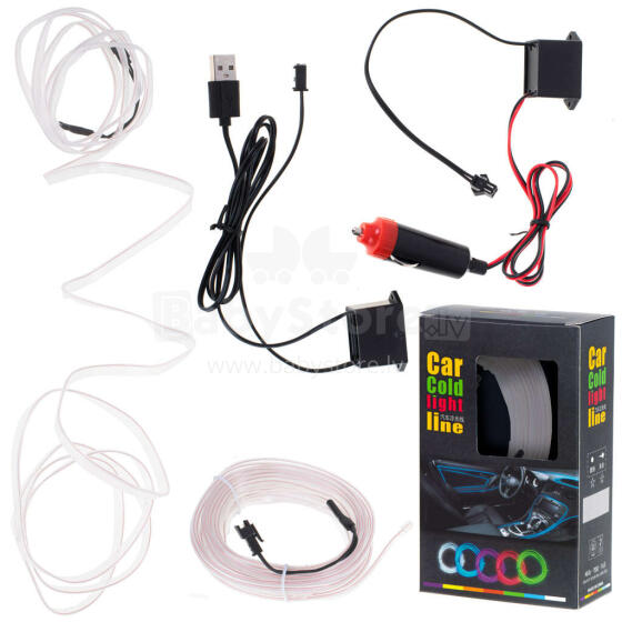 Ikonka Art.KX4955_2 LED ümbritsev valgustus autole / auto USB / 12V lint 5m valge