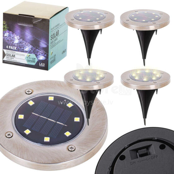 Ikonka Art.KX4964 Päikesepõhised aiatuled 8LED 4tk soe valge
