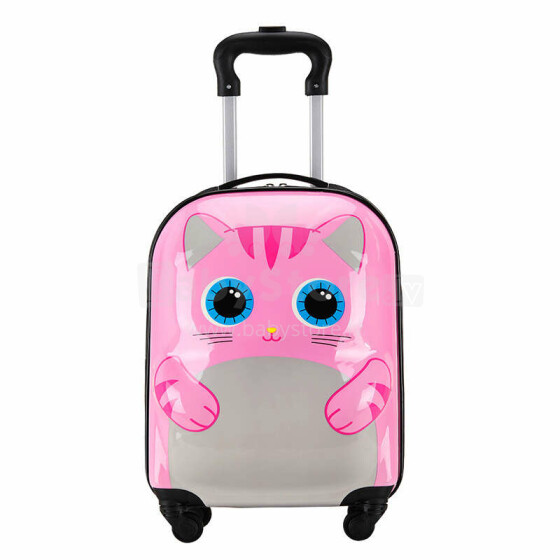 Ikonka Art.KX3963_3 Laste reisikohver ratastel kass roosa