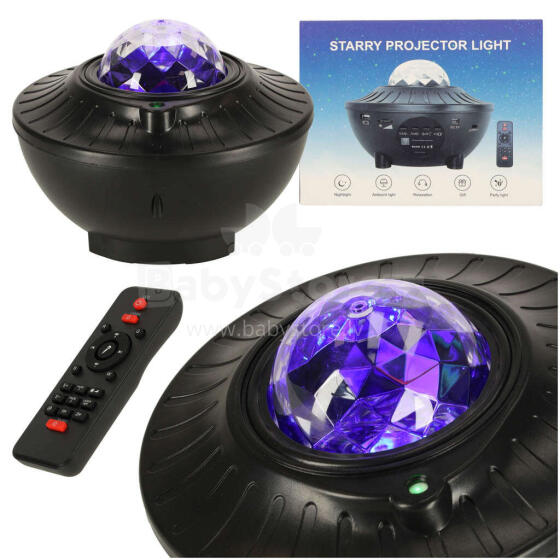 Ikonka Art.KX4405 Tähtede prožektor LED öine pall bluetooth puldiga