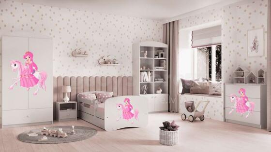 Bed babydreams white princess on horse without drawer with mattress 160/80