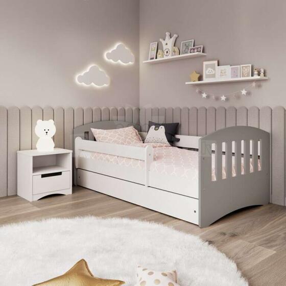 Bed classic 1 mix grey with drawer with non-flammable mattress 180/80
