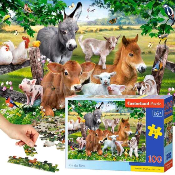 Ikonka Art.KX3706 CASTORLAND Puzzle 100el. Farmil