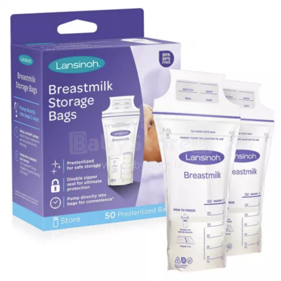Lansinoh Breastmilk Storage Bag Art.40055 Rinnapiima säilituskotid 50tk,180ml