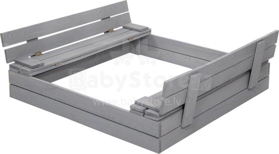 Bebe Basic Wood Sandbox Art.199541 Grey Puidust liivakast kaane ja pingiga, 120x120 cm