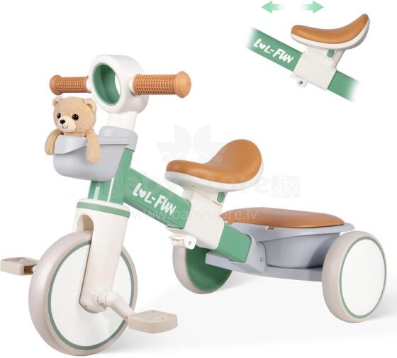 LOL-FUN  Balance Bike Tricycle Art.202896  Детский беговел-велосипед  для детей от 1 года, регулируемый, с корзиной, со съемными педалями