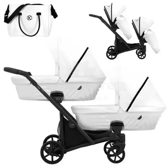 Kunert Ivento Duo Art.ID-08 Eco White Pearl  Универсальная коляска 2 в 1 для двойняшек