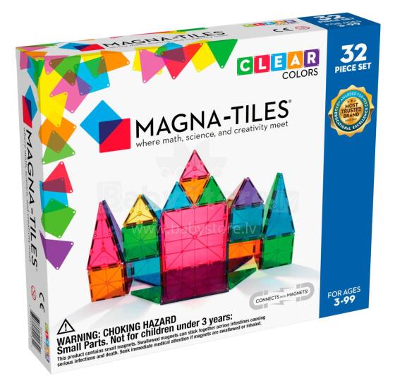 MAGNA-TILES Magnētiskais konstruktors "Tīras krāsas", 32 gab.