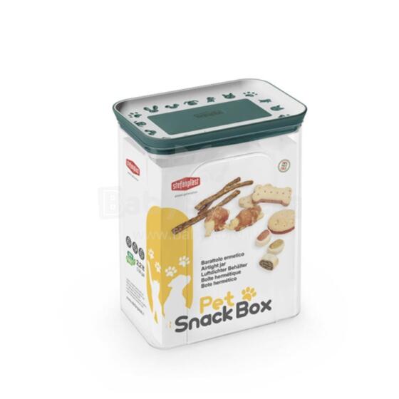 Rectangular hermetic container for pet food storage 2.2L 10x15.5x19.5cm white/green