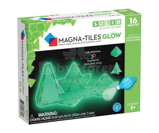 MAGNA-TILES Magnētiskais konstruktors "Izgaismojošs", 16 gab.