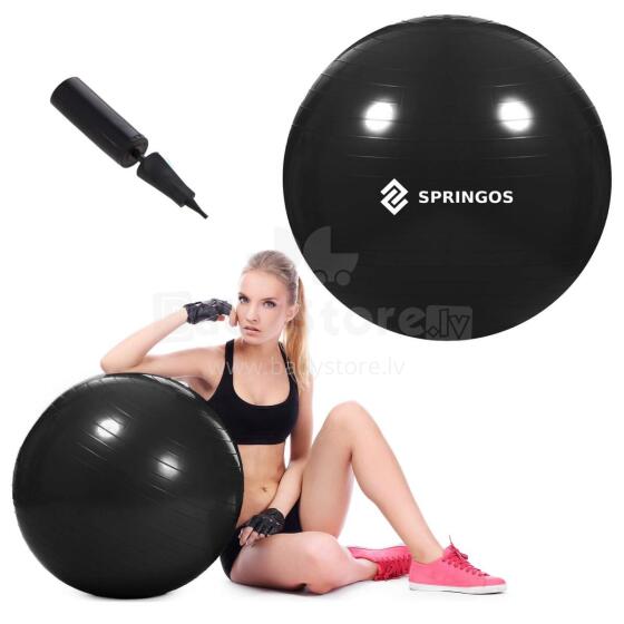 Treeningpall Springos FB0015 85 cm koos pumbaga must