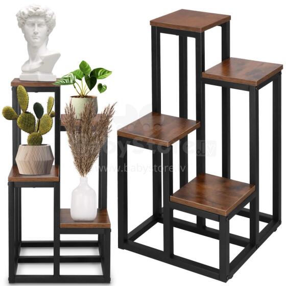 Metal flower stand with 4 shelves Springos GA0209 67.5 cm loft black and brown