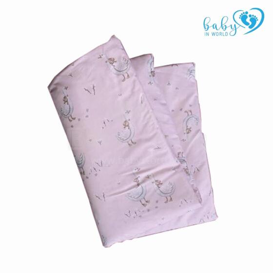 BABY 01626 Quilt kple akɔtaɖonu 65x75 25x30 Pink Geese