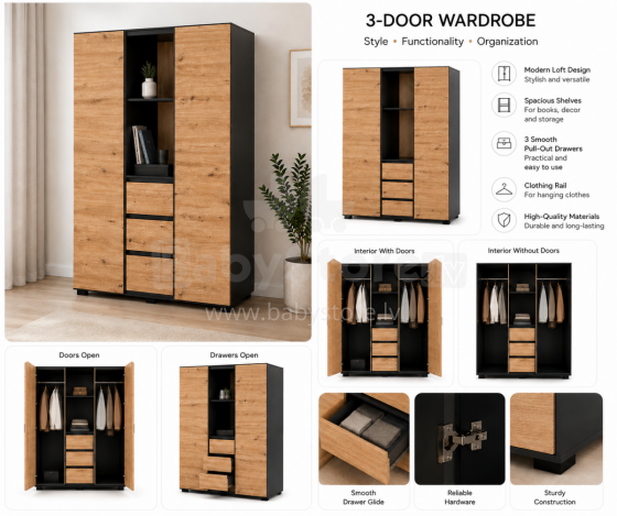 Klups Dalia Art.233202 3-section wardrobe
