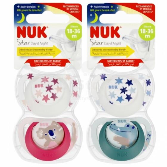 NUK 739735 Silicone si fa akɔ na ame STAR D&amp;N 18-36m 2 pcs