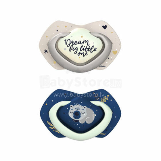 CANPOL 22/659 Silicone pacifier 6-18m si sɔ kple alɔ̃dɔdɔ Koala 2 pcs blɔ