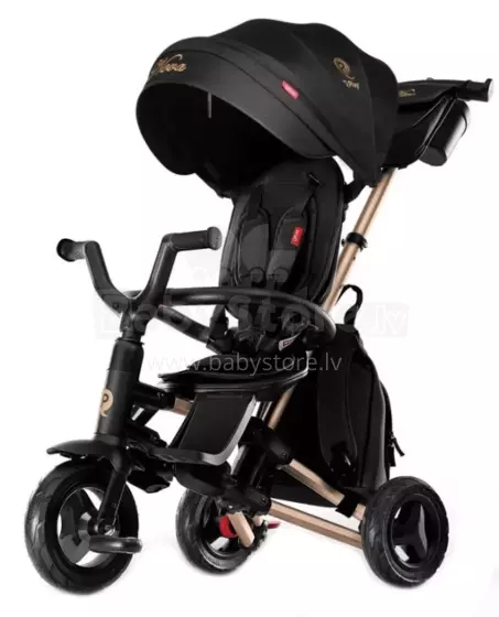 Bebe Basic Nova Gold Art.235558 Black Laste kolmerattaline lenkstangiga, katuse ja täispuhutavate ratastega