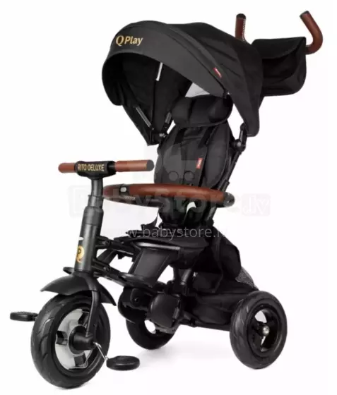 Bebe Basic Rito Deluxe Art.235606 Black Laste kolmerattaline lenkstangiga, katuse ja täispuhutavate ratastega